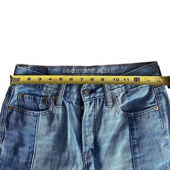 American Eagle Vintage‎ High Rise Women's  Jeans, size 4, Raw Hem Patch Rocker - Picture 2 of 10